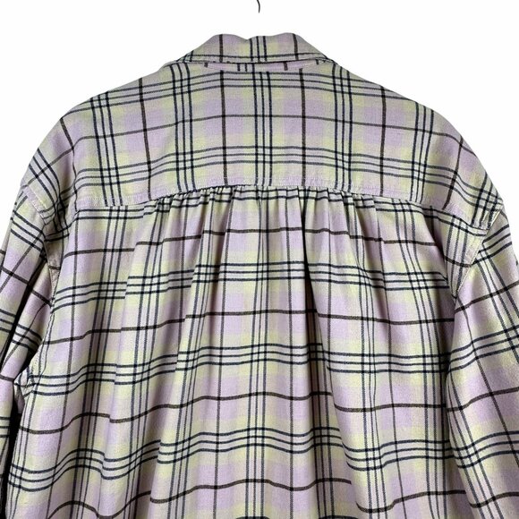 Levis Womens Oversized Lavender Plaid Long Sleeve Button-Up Flannel Shirt M - Picture 2 of 10